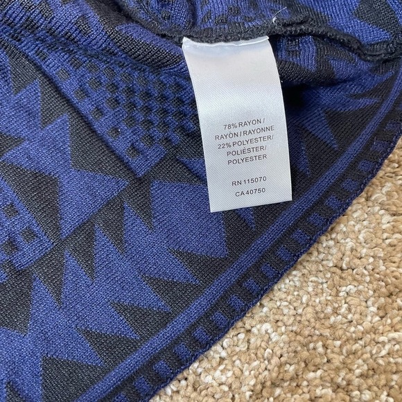 Nina Leonard Black And Blue Geometric Patterned 3/4 Sleeved Sweater Dress SZ XL - Picture 7 of 12